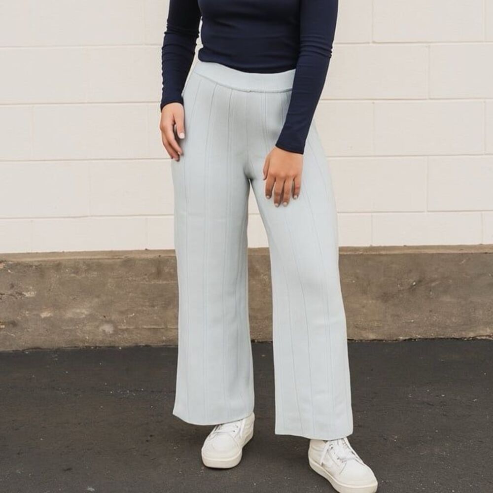 Sage green knit sweater pants